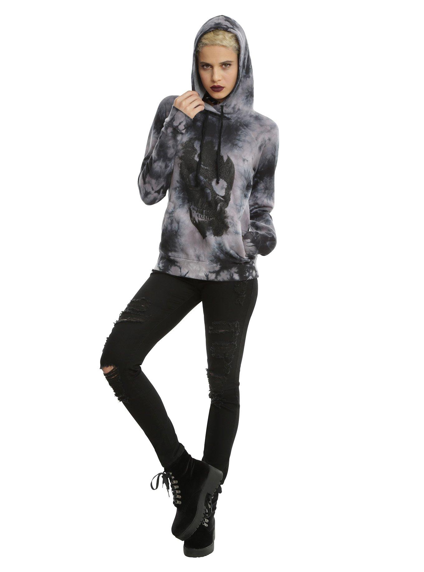 Glitter Skeleton Ombre Tie Dye Girls Hoodie, , alternate