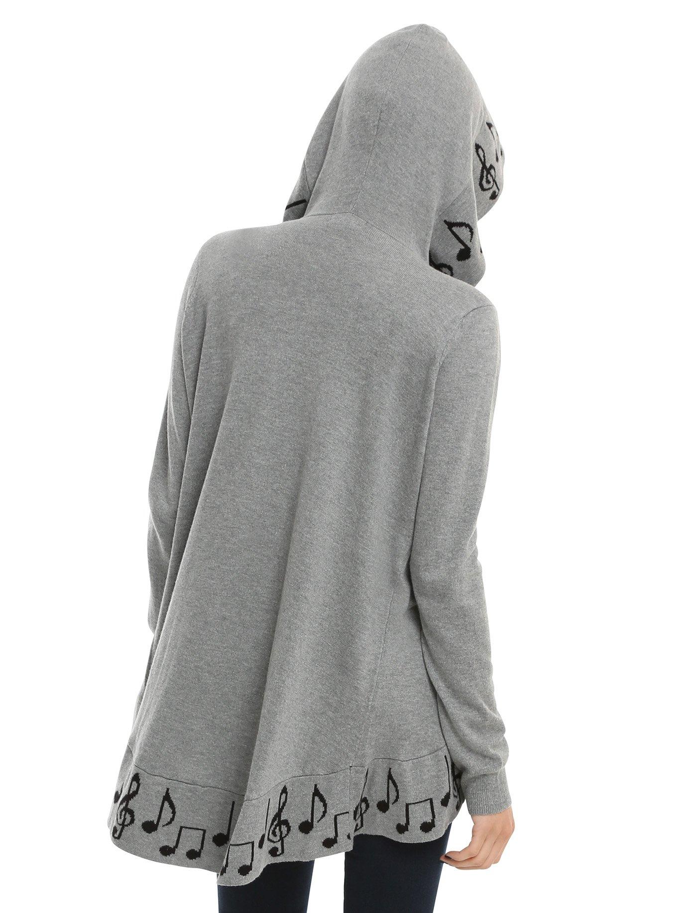 Grey & Black Music Note Border Girls Cardigan, , alternate