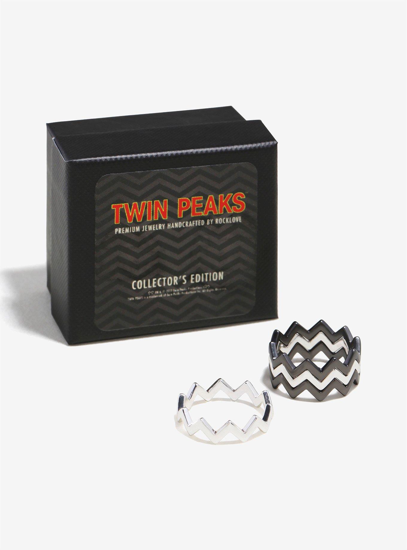 Twin Peaks ZigZag Stacking Silver Ring Set - BoxLunch Exclusive, , alternate