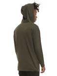 Olive Long French Terry Zip-Up Hoodie, , alternate