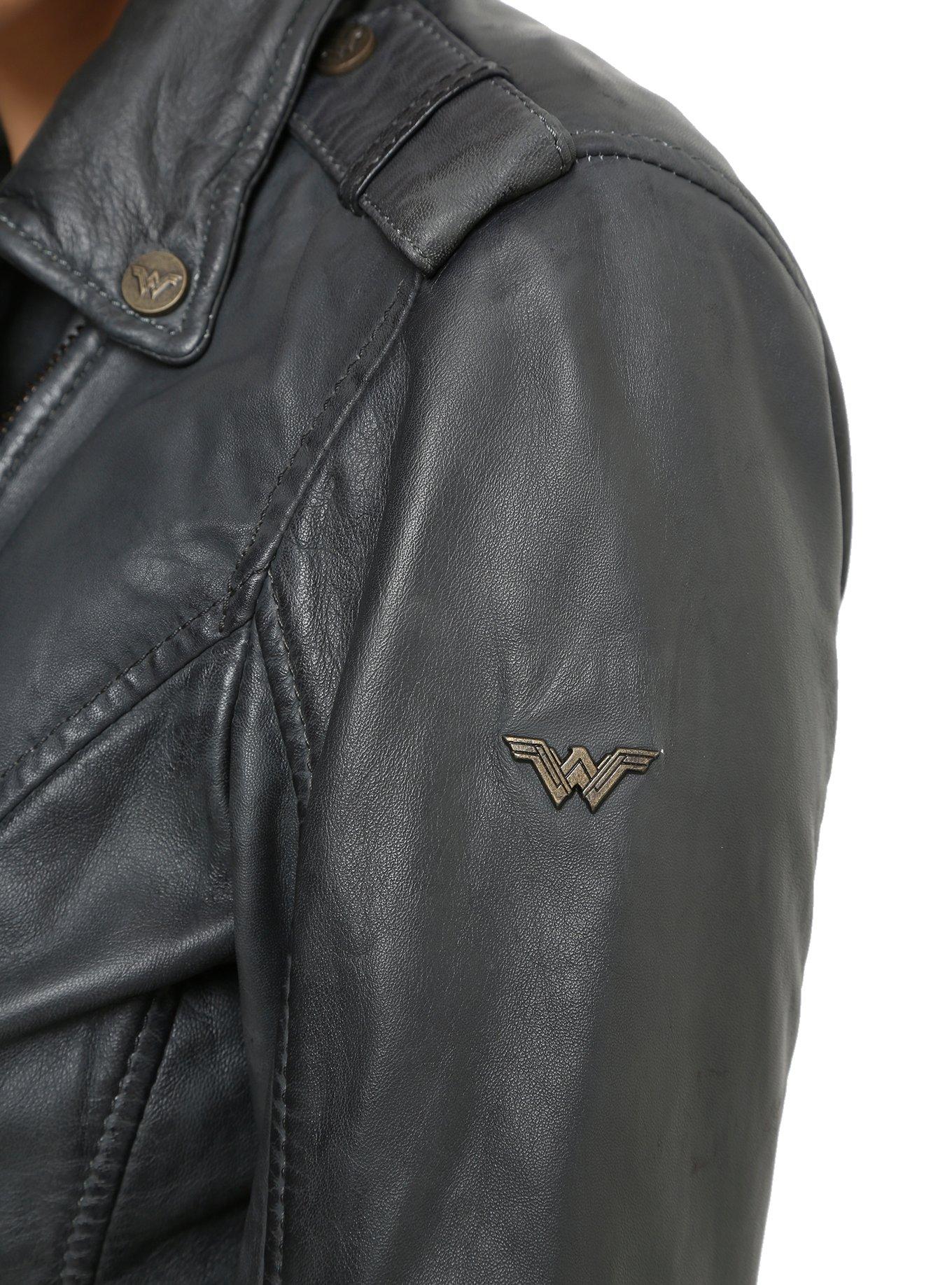 DC Comics Wonder Woman Studded Leather Girls Moto Jacket, , alternate