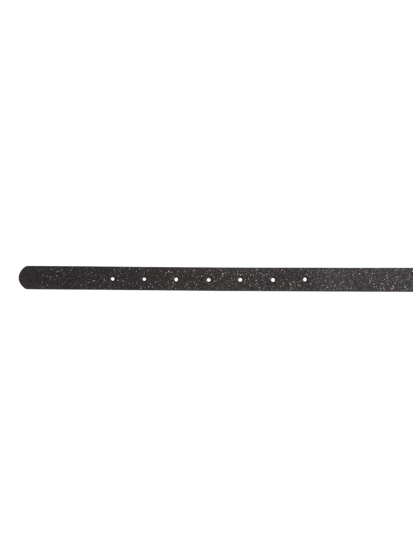 Black Glitter Skinny Belt, , alternate