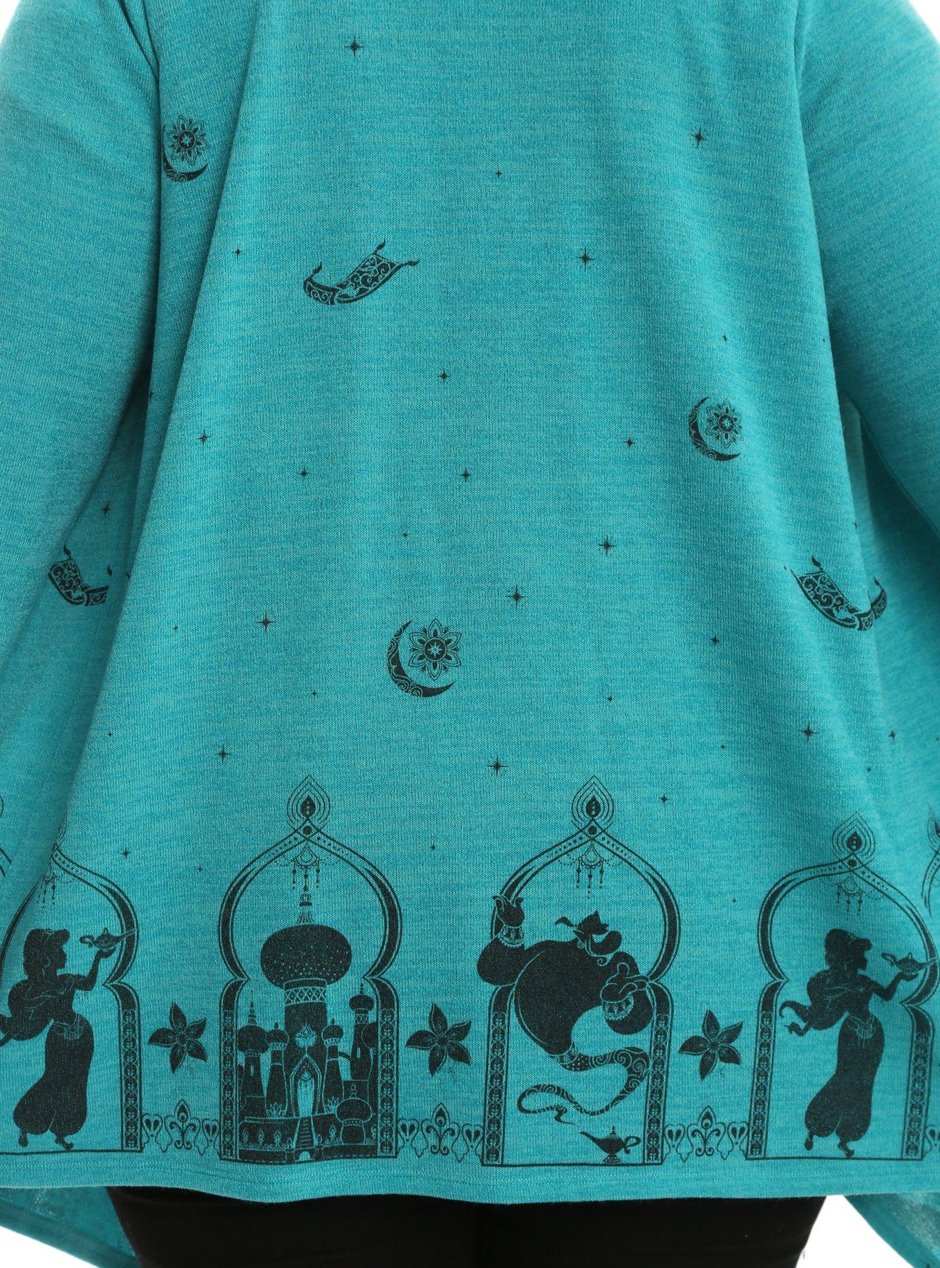 Disney Aladdin Jasmine Teal Girls Open Cardigan Plus Size, , alternate