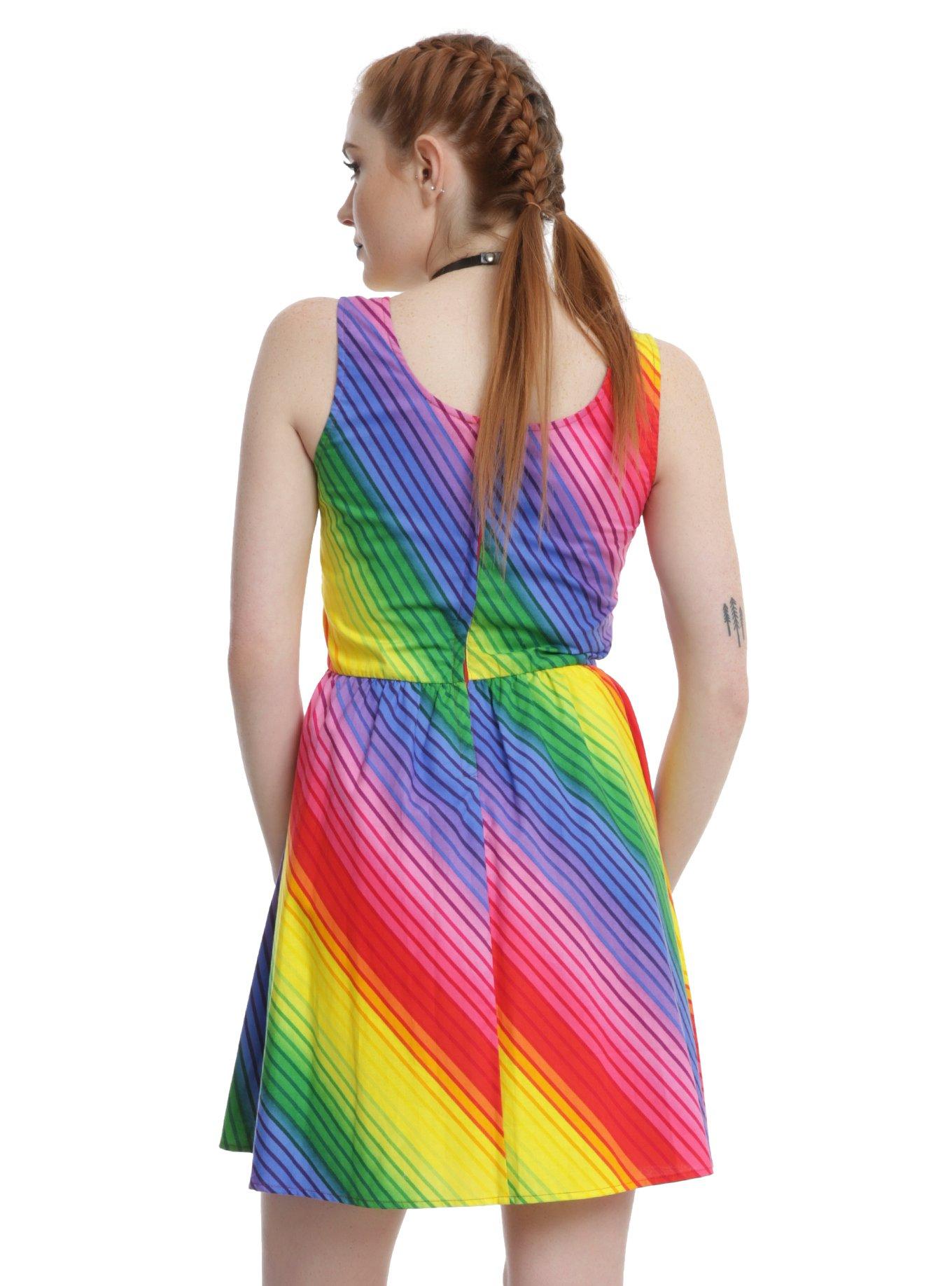 Rainbow Fit & Flare Dress, , alternate