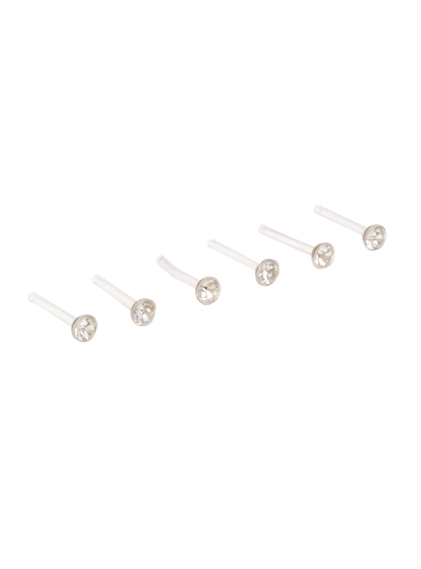 18G BioFlex Clear CZ Nose Screw 6 Pack, , alternate