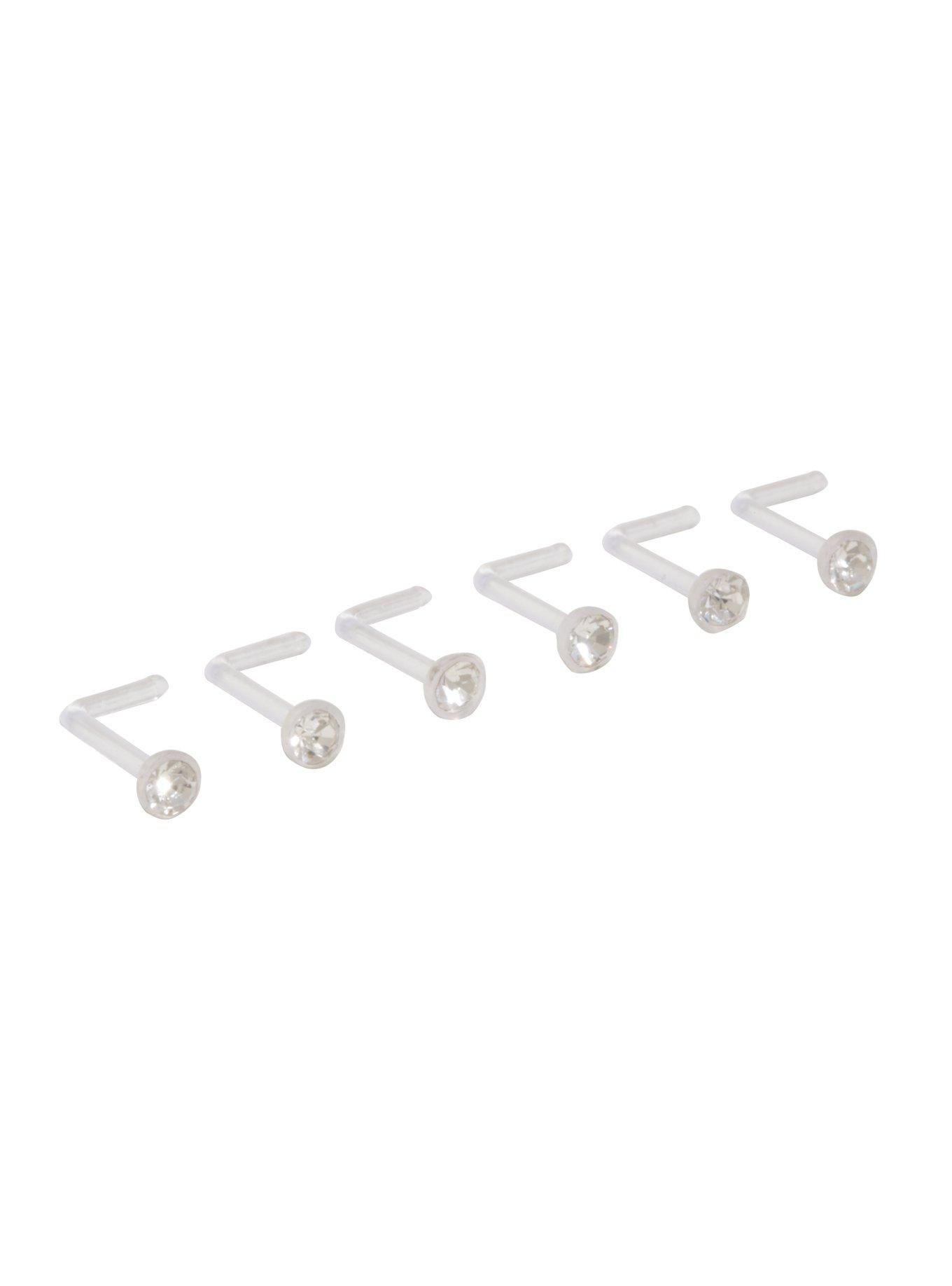 18G BioFlex Clear CZ Nose Screw 6 Pack, , alternate