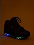 YRU Qozmo Black Glitter Light Up High Top Sneakers, , alternate