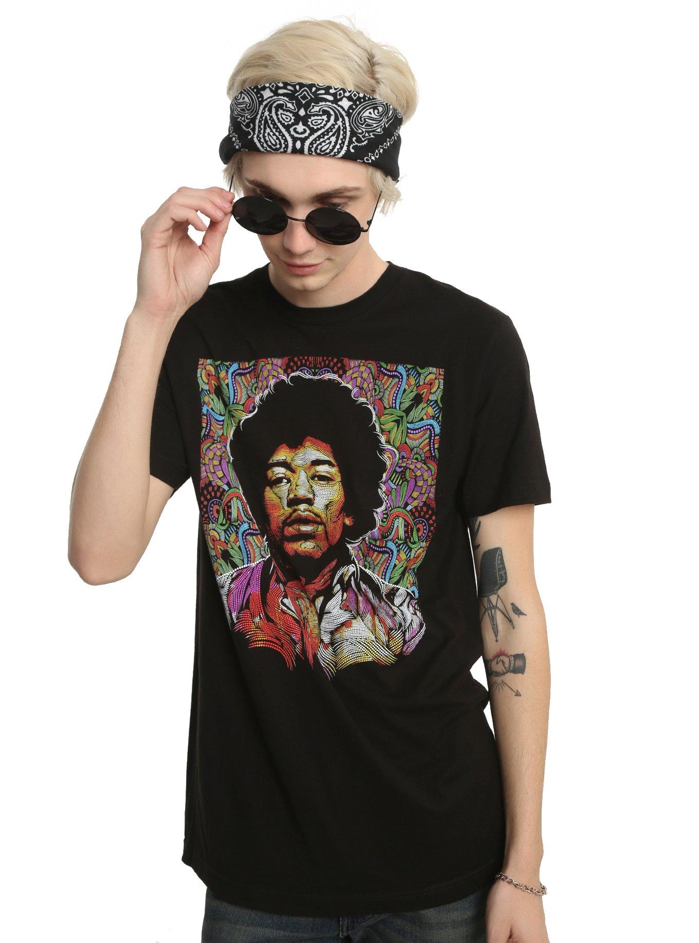 Jimi Hendrix Dots Portrait T-Shirt, , alternate