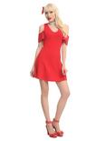 Red Flutter Sleeve Dress, , alternate