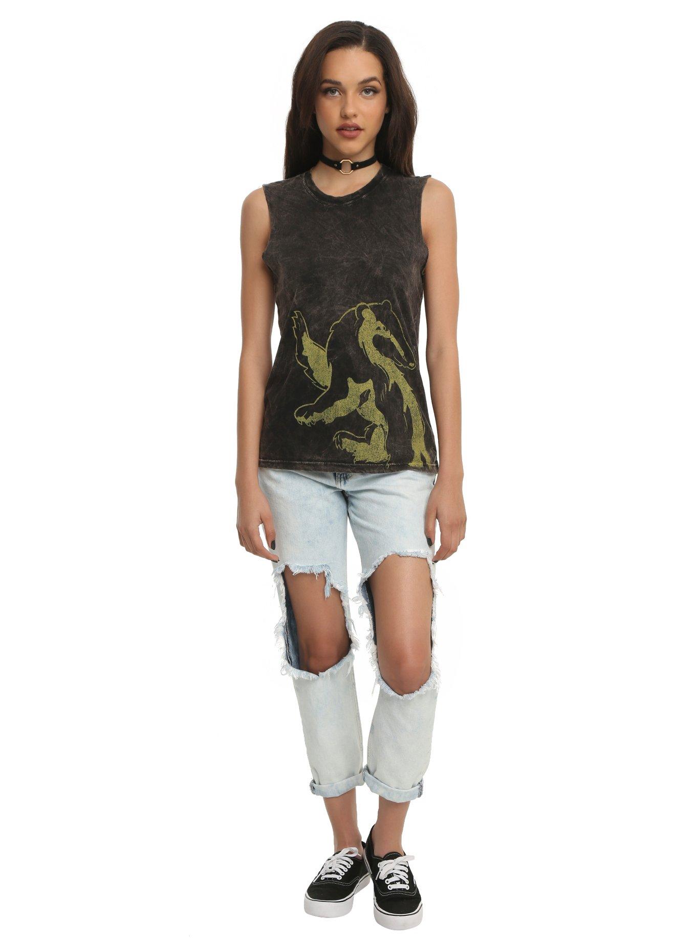 Harry Potter Mineral Wash Hufflepuff Girls Muscle Top, , alternate