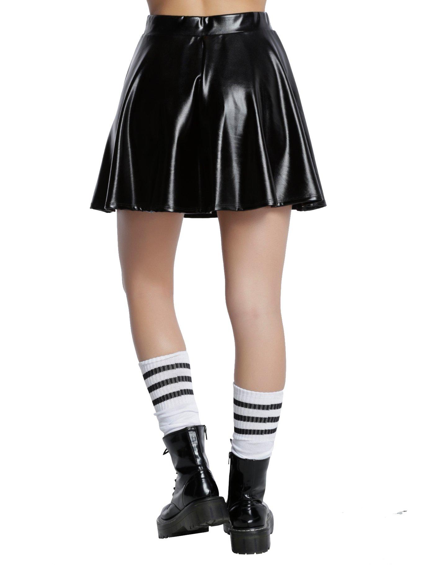 Black Vinyl Skater Skirt, , alternate