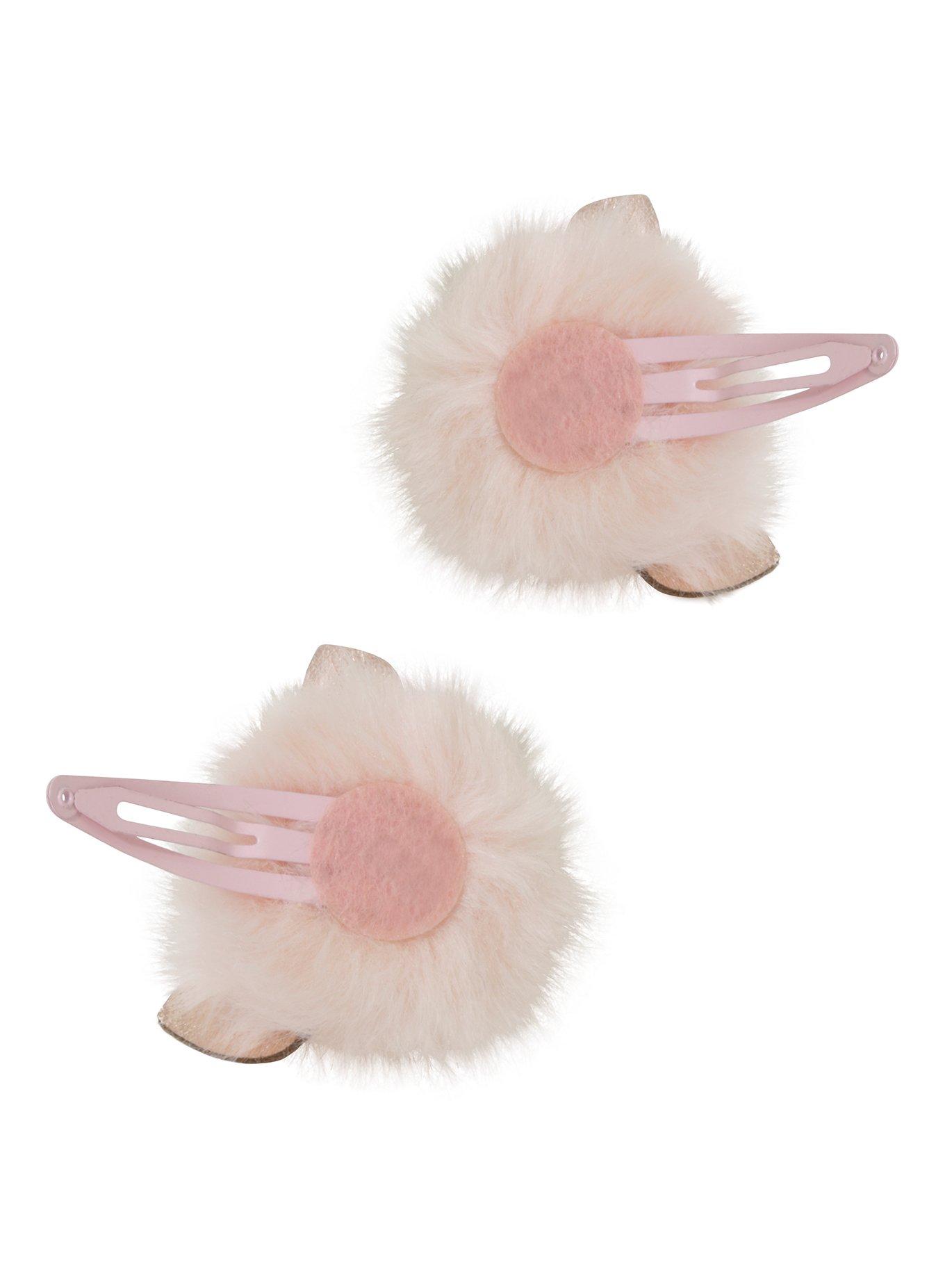 Blackheart Pale Pink Puffball Kitty Hair Clip Set, , alternate