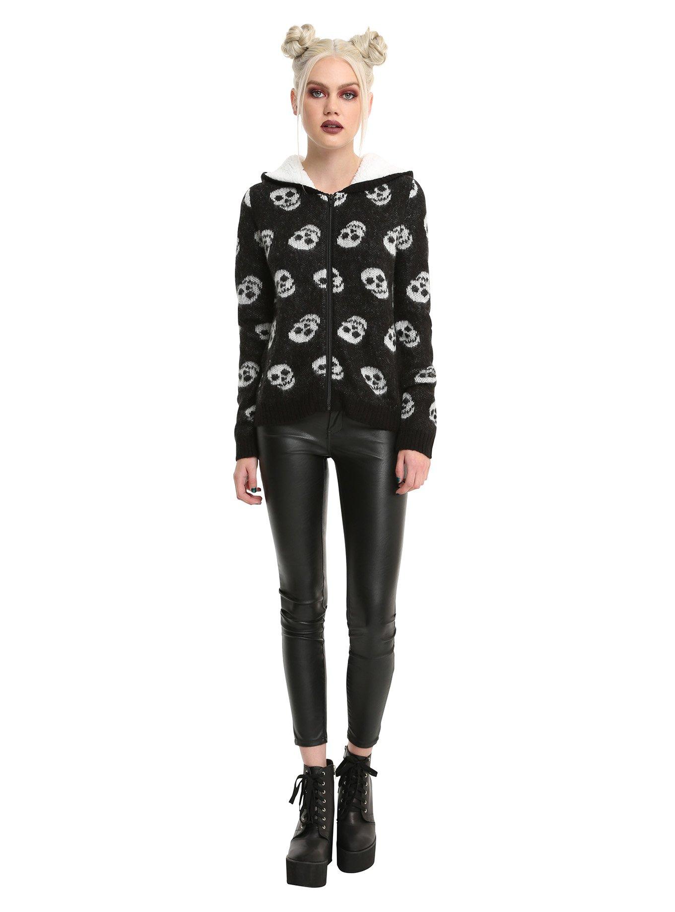 Skull Girls Hooded Sherpa Sweater, , alternate