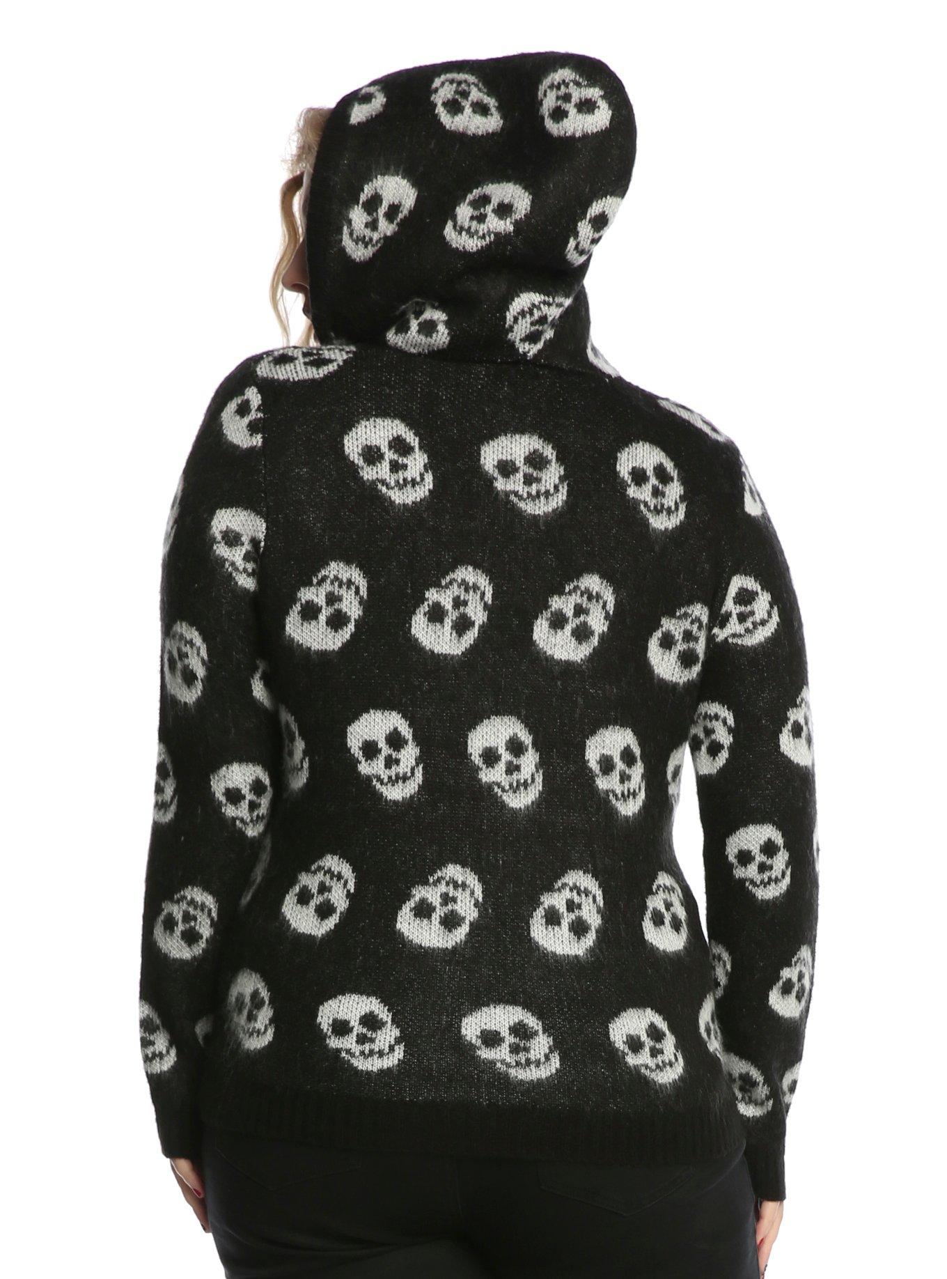 Skull Girls Hooded Sherpa Sweater Plus Size, , alternate