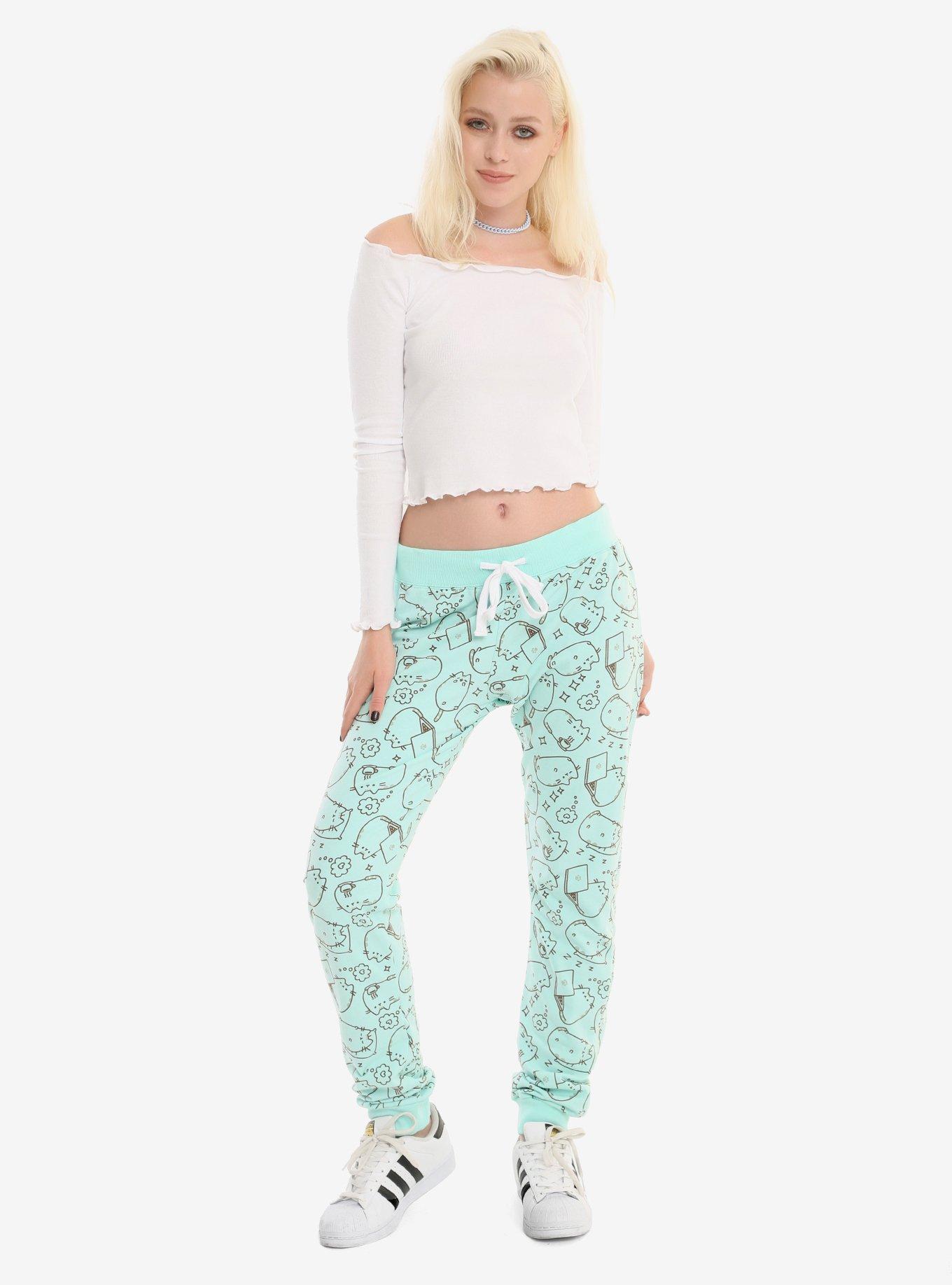 Pusheen Mint Tossed Print Girls Jogger Pants, , alternate