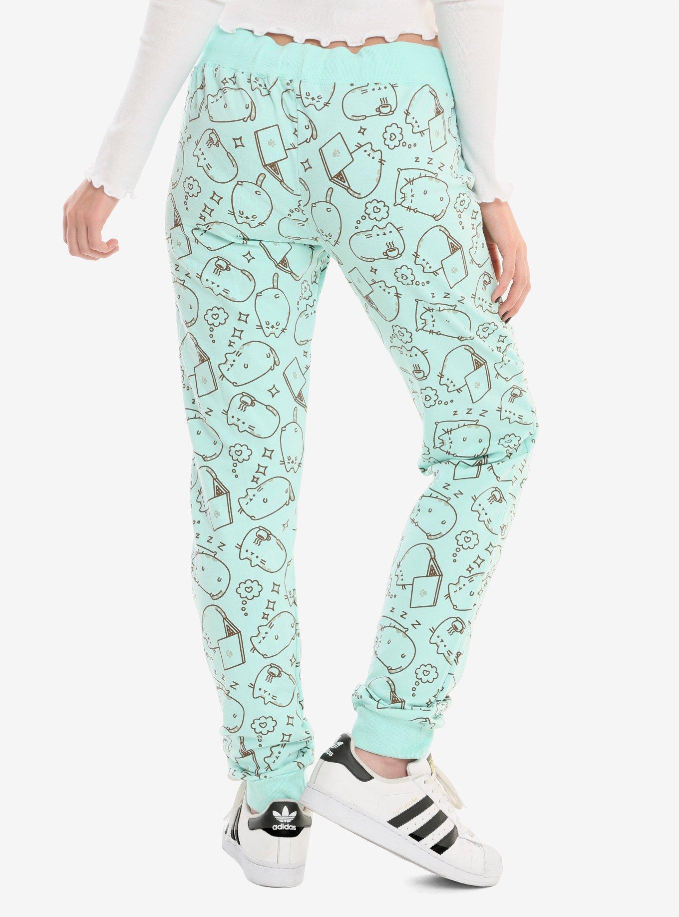 Pusheen Mint Tossed Print Girls Jogger Pants, , alternate