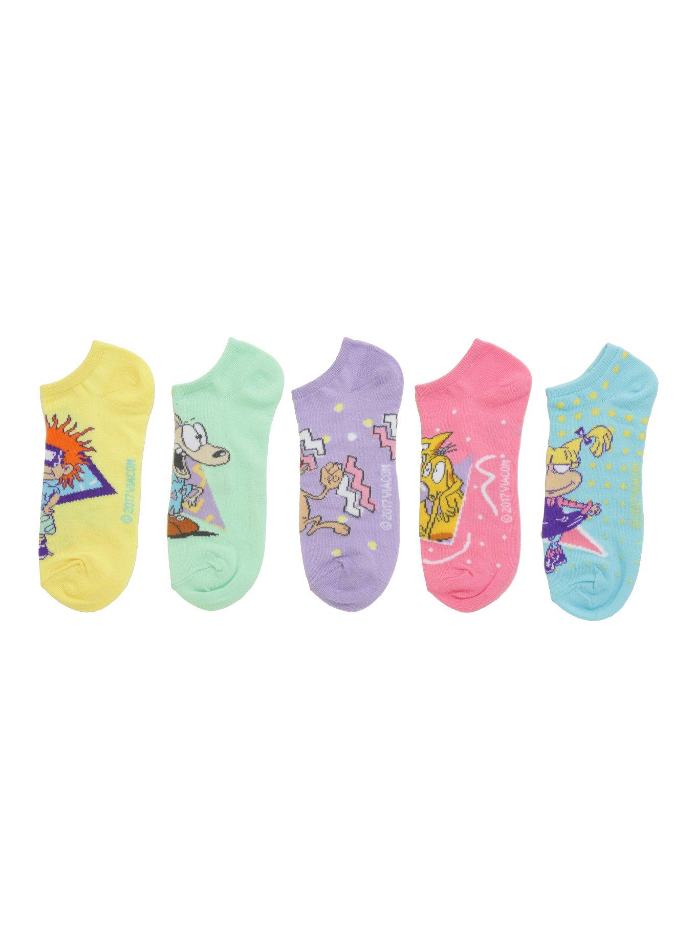 Nickelodeon Retro Pastel No-Show Socks 5 Pair, , alternate