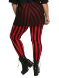 Blackheart Red & Black Stripe Leggings Plus Size, , alternate