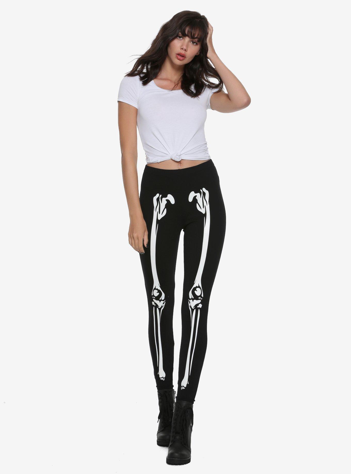 Blackheart Skeleton Glow-In-The-Dark Leggings, , alternate