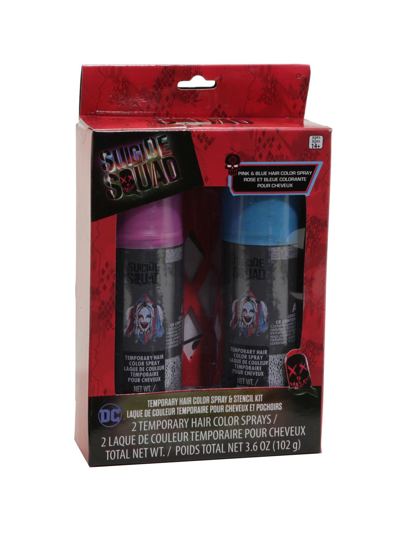 DC Comics Suicide Squad Harley Quinn Temporary Pink & Blue Hair Spray Set, , alternate