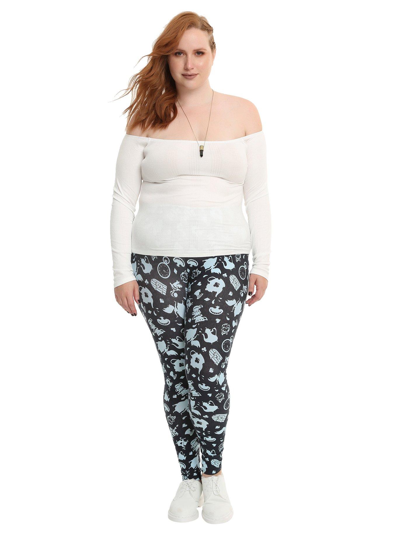 Disney Alice In Wonderland Icons Print Leggings Plus Size, , alternate