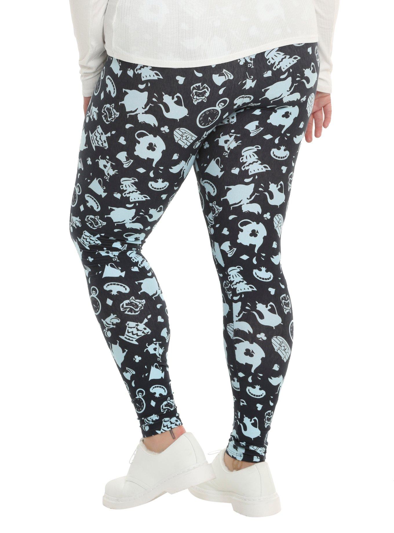 Disney Alice In Wonderland Icons Print Leggings Plus Size, , alternate