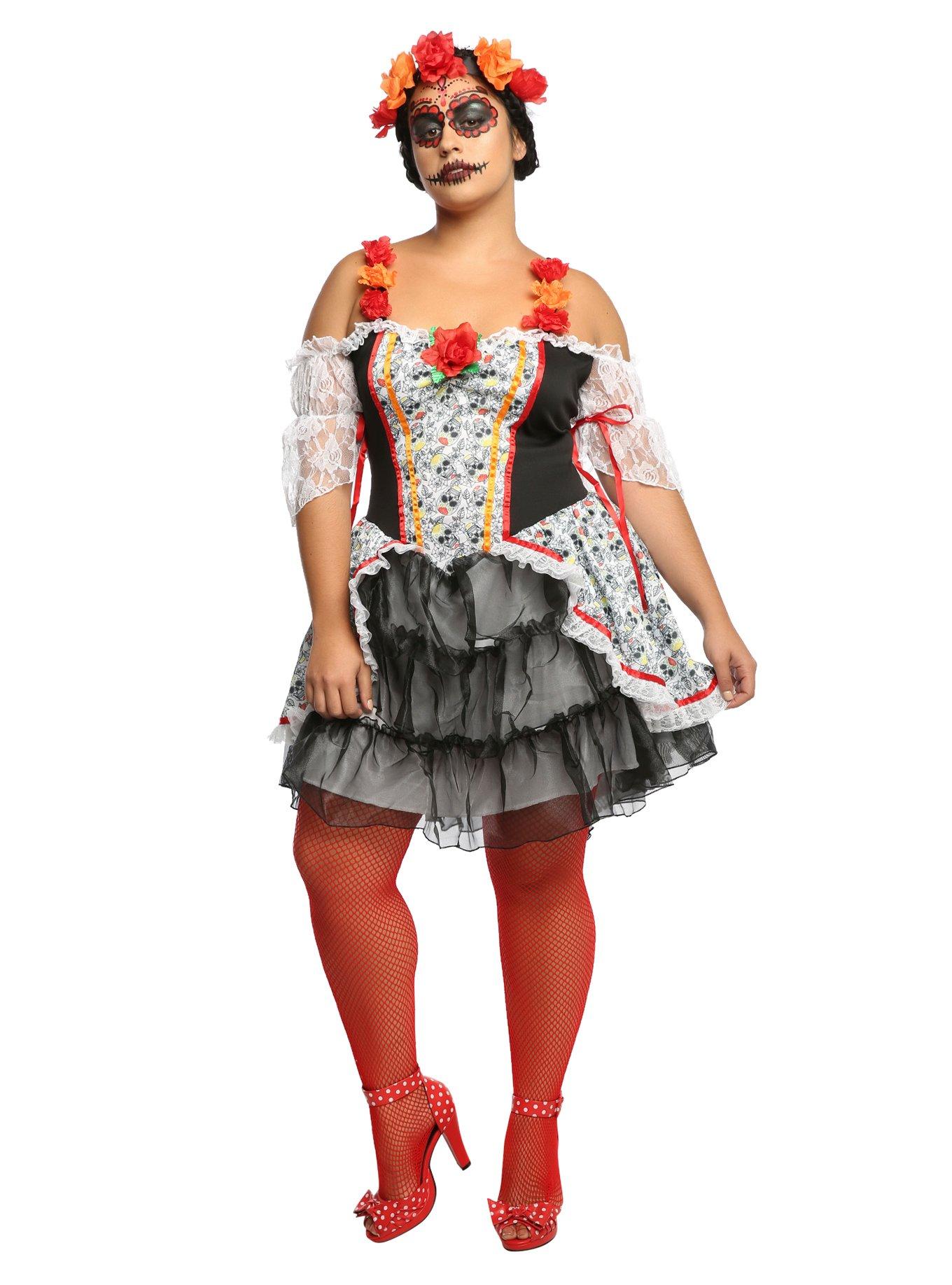 Sugar Skull Senorita Costume Plus Size, , alternate