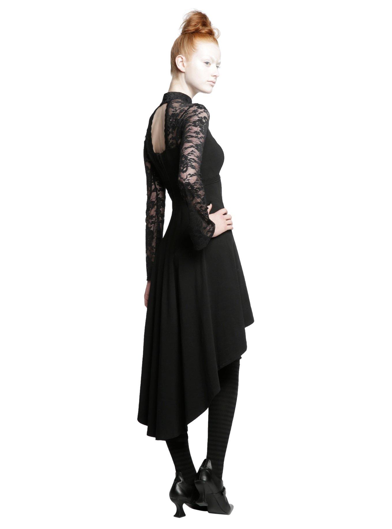 Royal Bones By Tripp Black Lace Keyhole Hi-Low Dress, , alternate