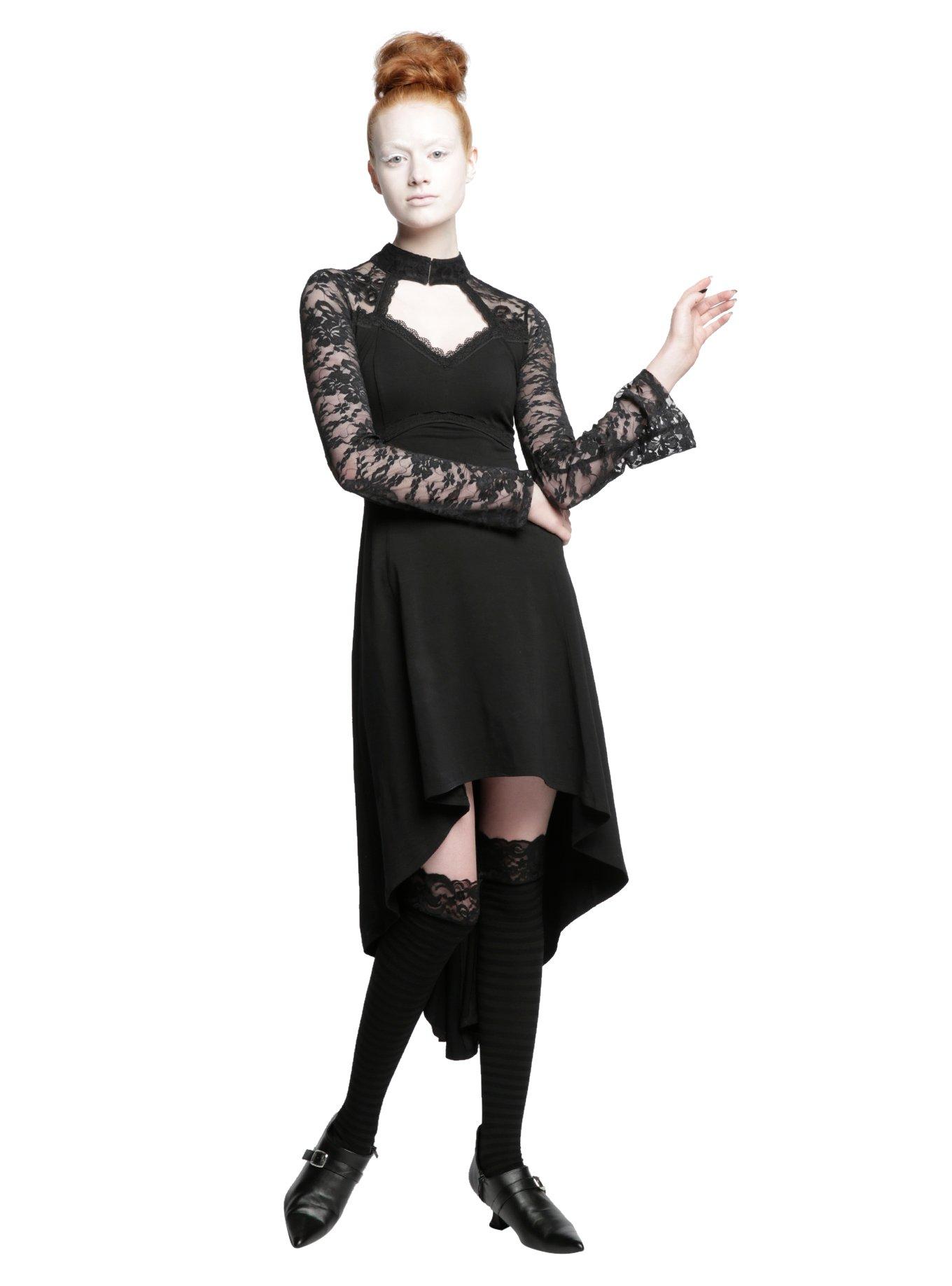 Royal Bones By Tripp Black Lace Keyhole Hi-Low Dress, , alternate