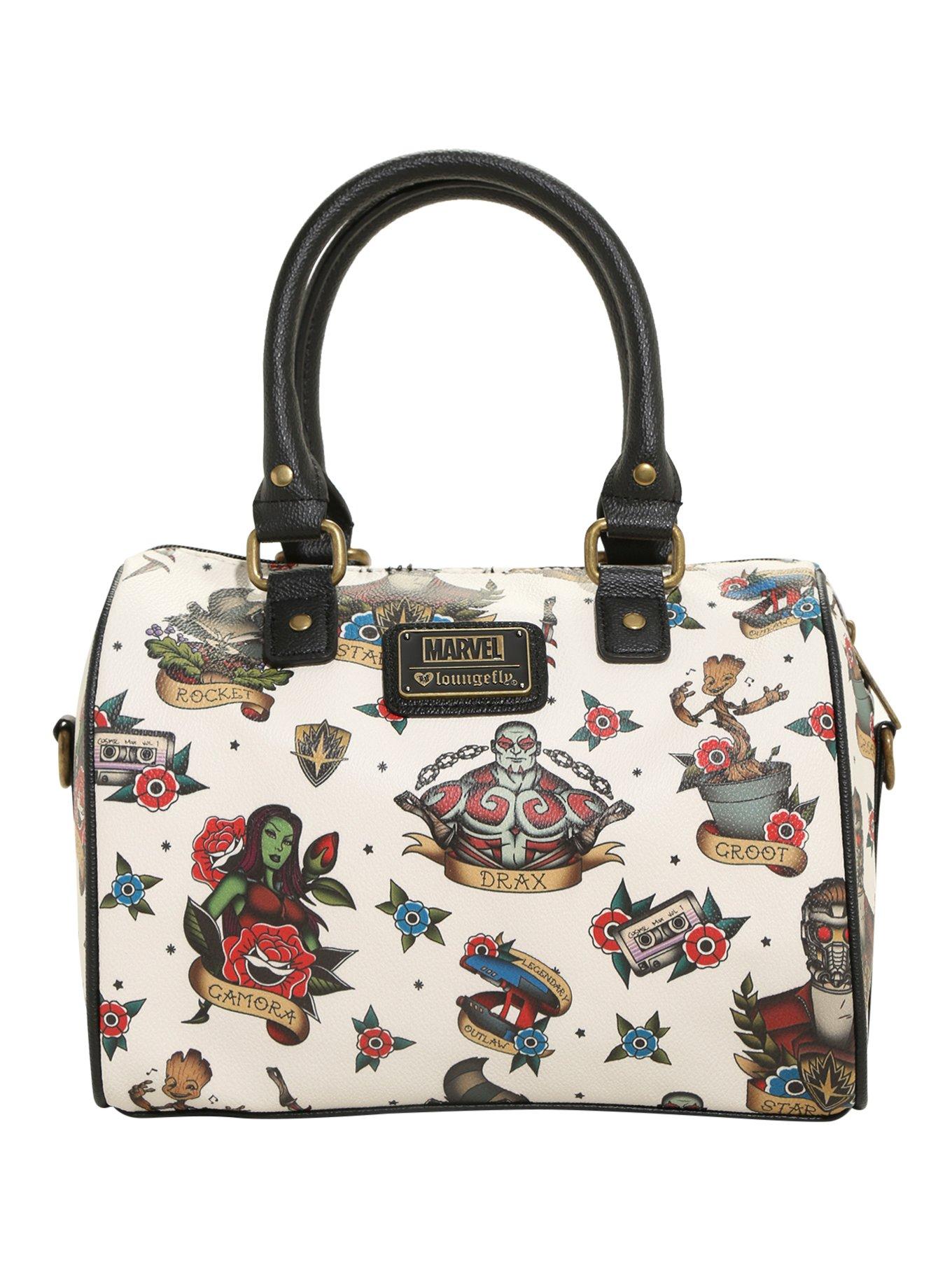 Loungefly Marvel Guardians Of The Galaxy Tattoo Print Barrel Bag, , alternate