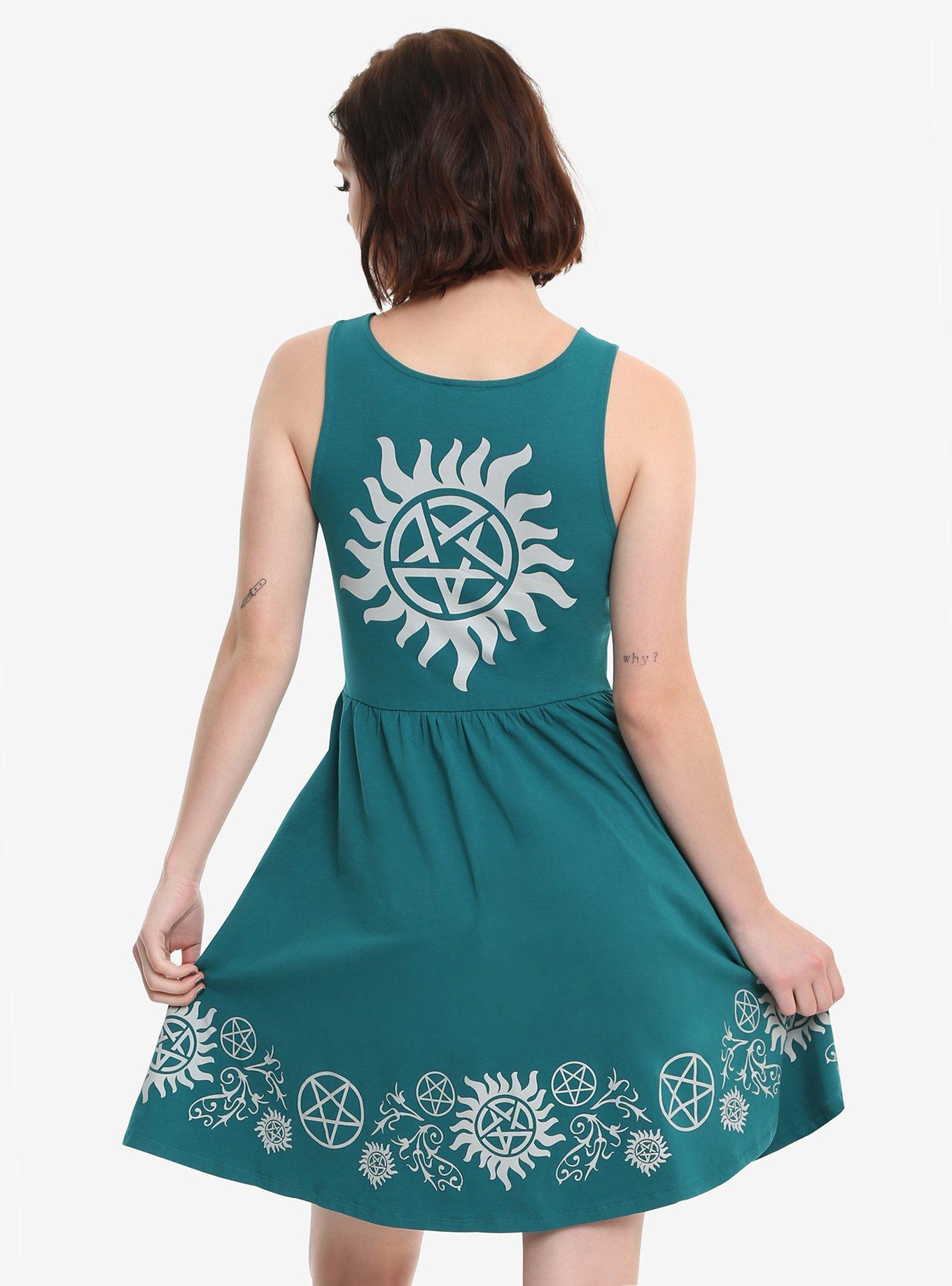 Supernatural Teal Border Dress, , alternate