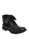 Black Lace-Up Combat Boots, , alternate