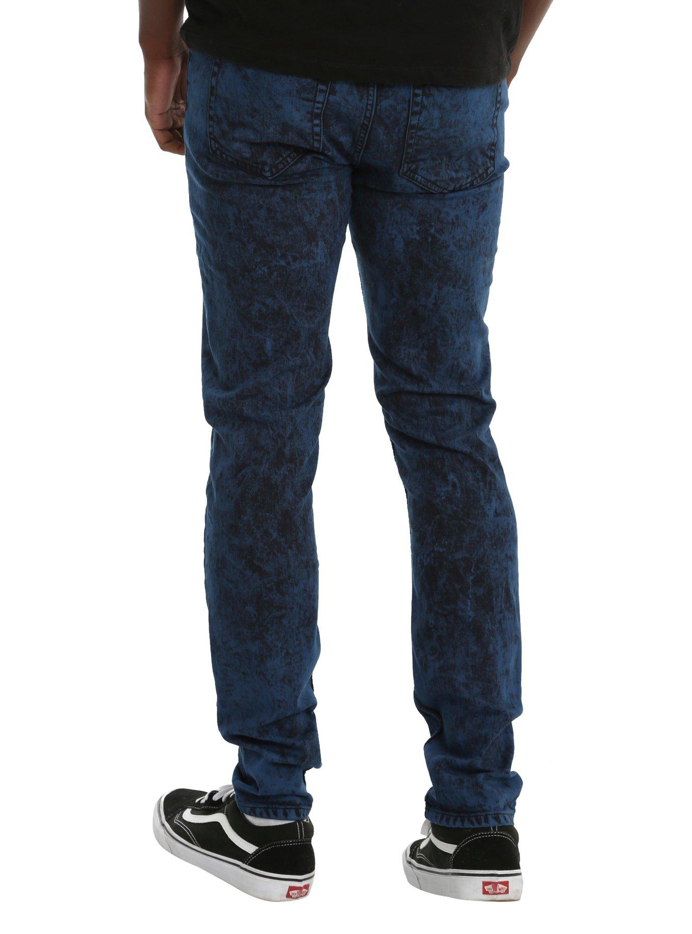 XXX RUDE 32 Inch Inseam Indigo Acid Wash Skinny Jeans, , alternate - view 2