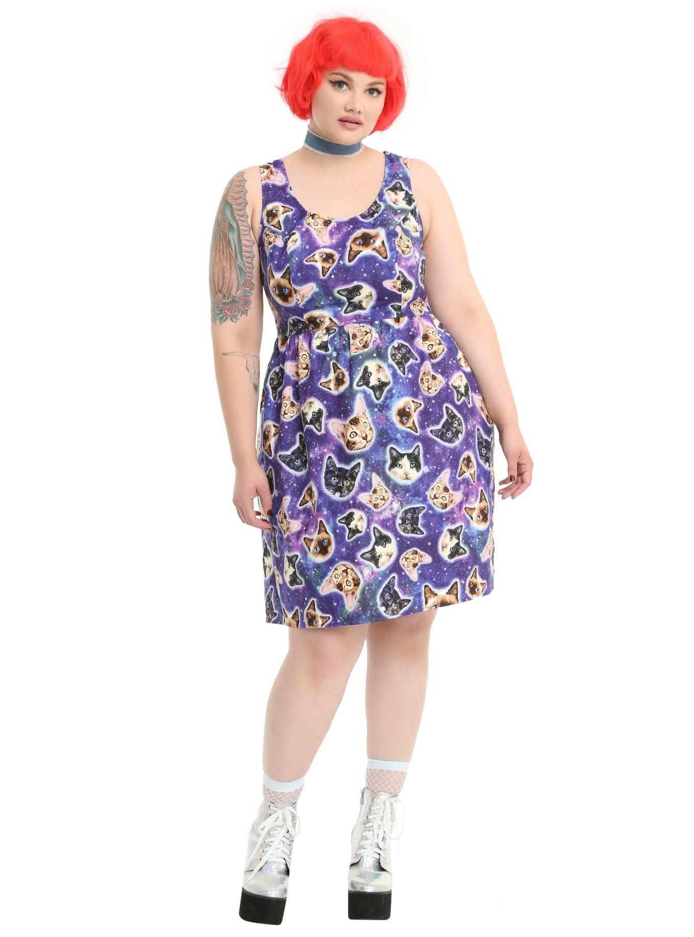 Space Cat Dress Plus Size, , alternate