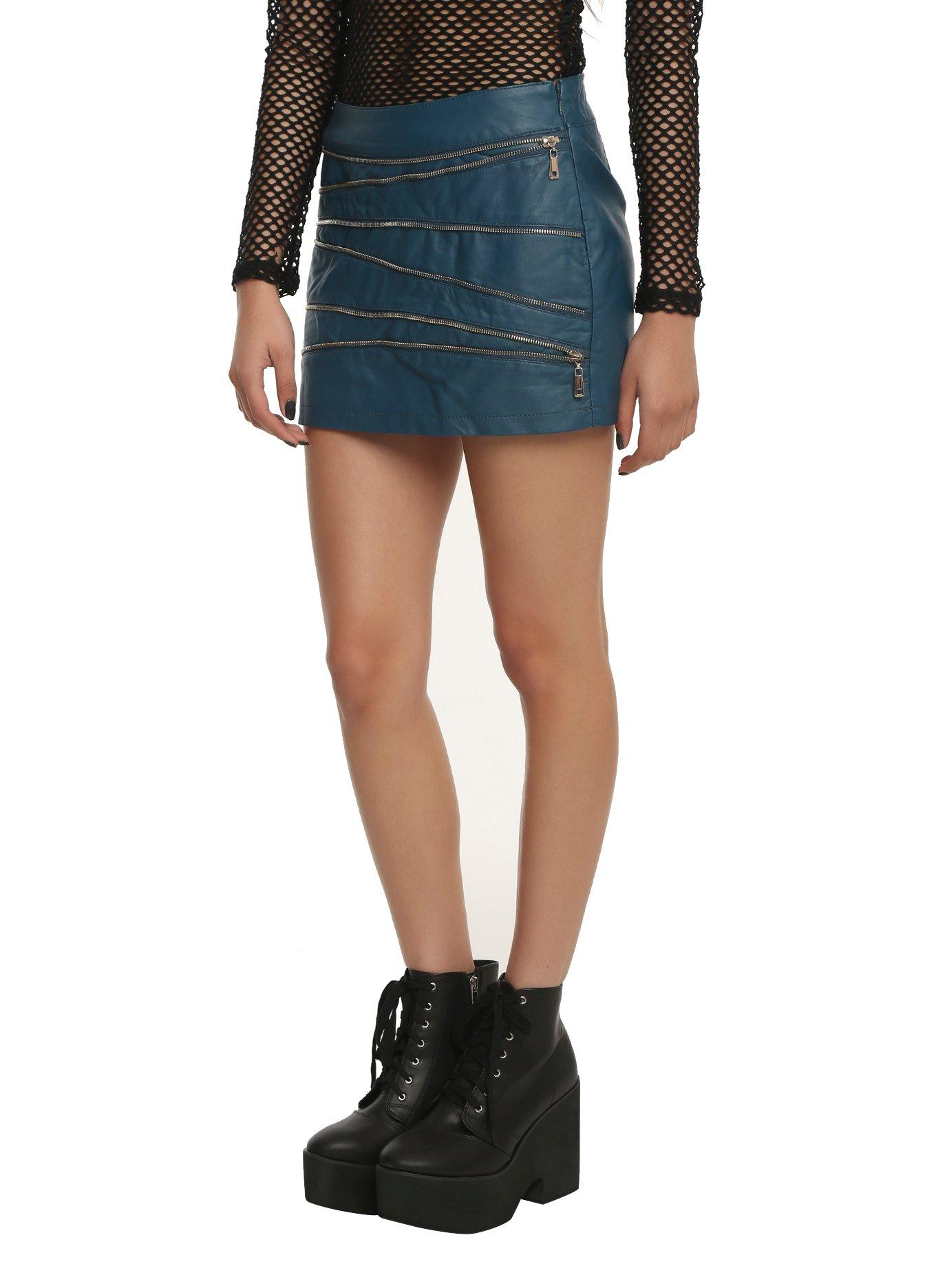 Teal Zipper Skirt, , alternate