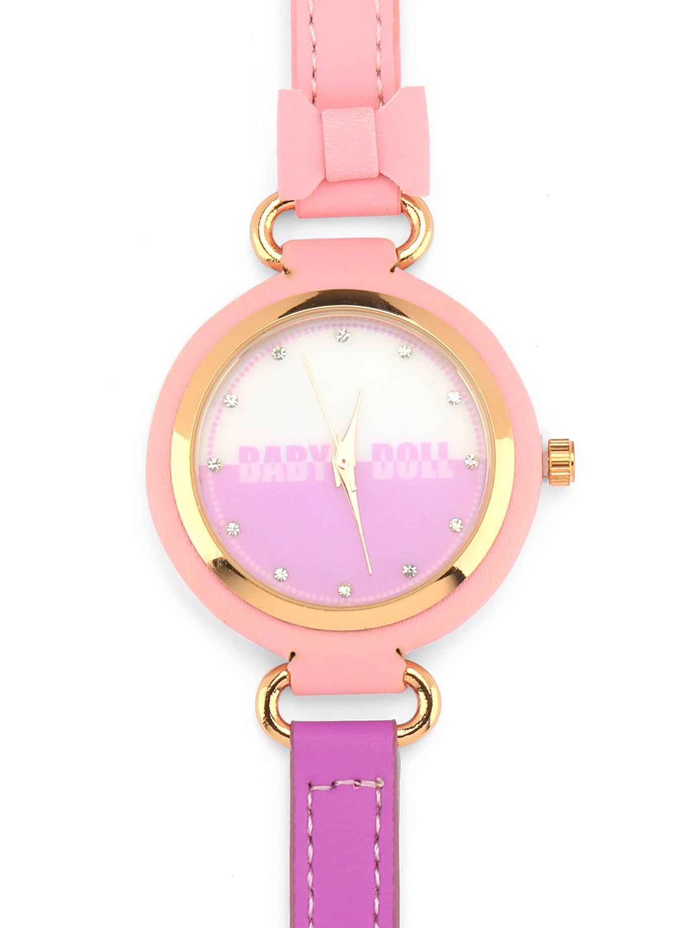 Pastel Pink Baby Doll Gold Watch, , alternate