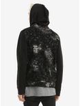 XXX RUDE Black & White Galaxy Denim Black Fleece Hooded Jacket, , alternate