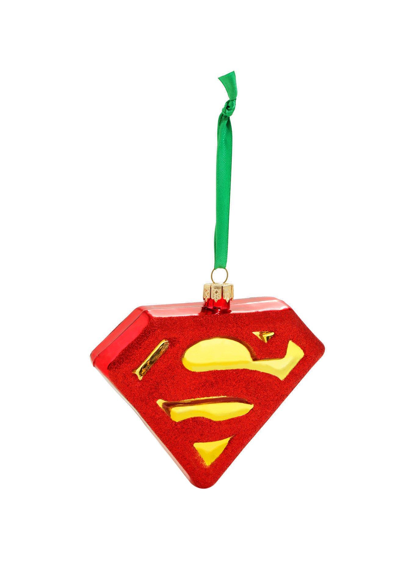 DC Comics Superman Logo Glass Ornament, , alternate