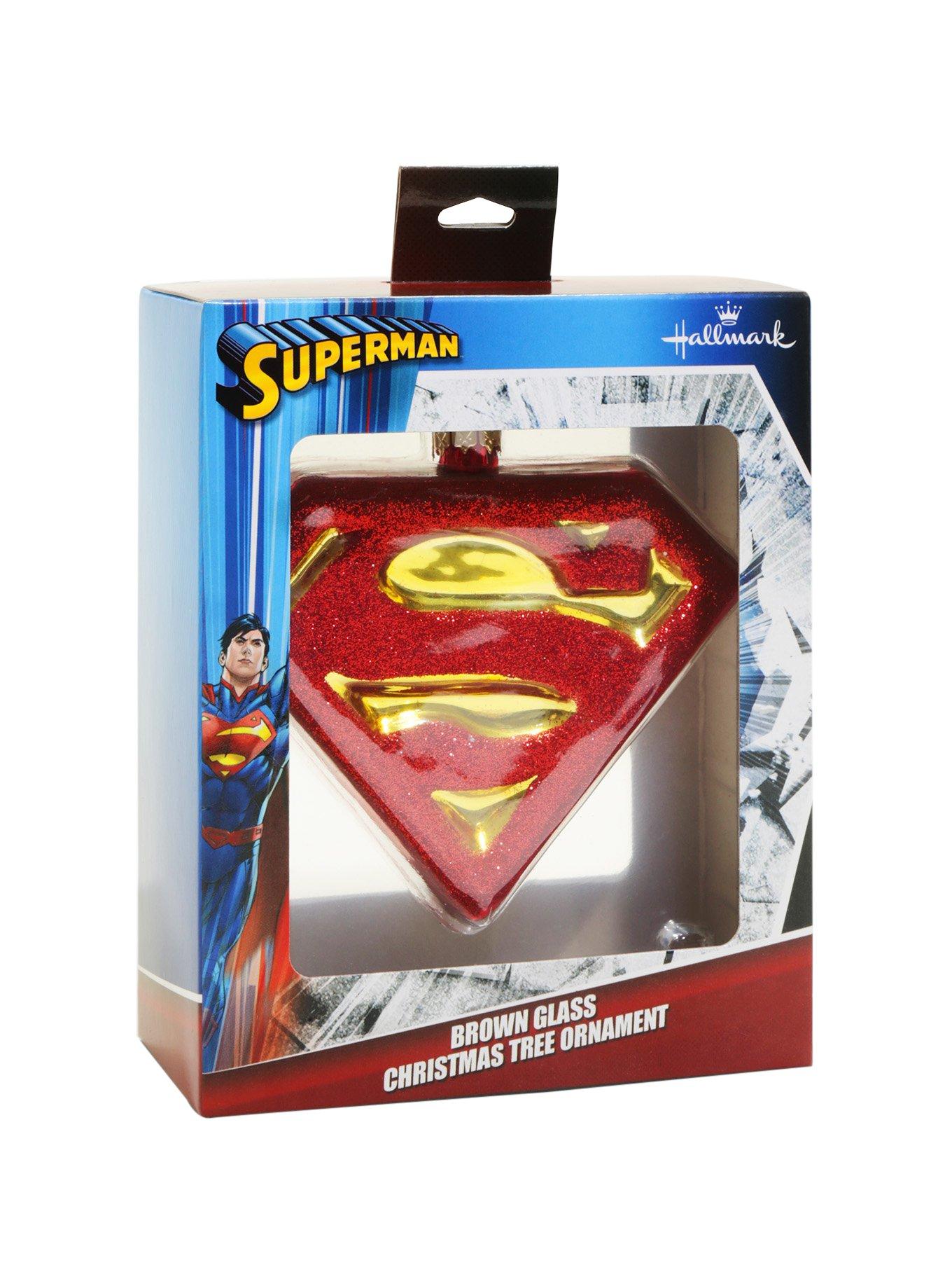 DC Comics Superman Logo Glass Ornament, , alternate