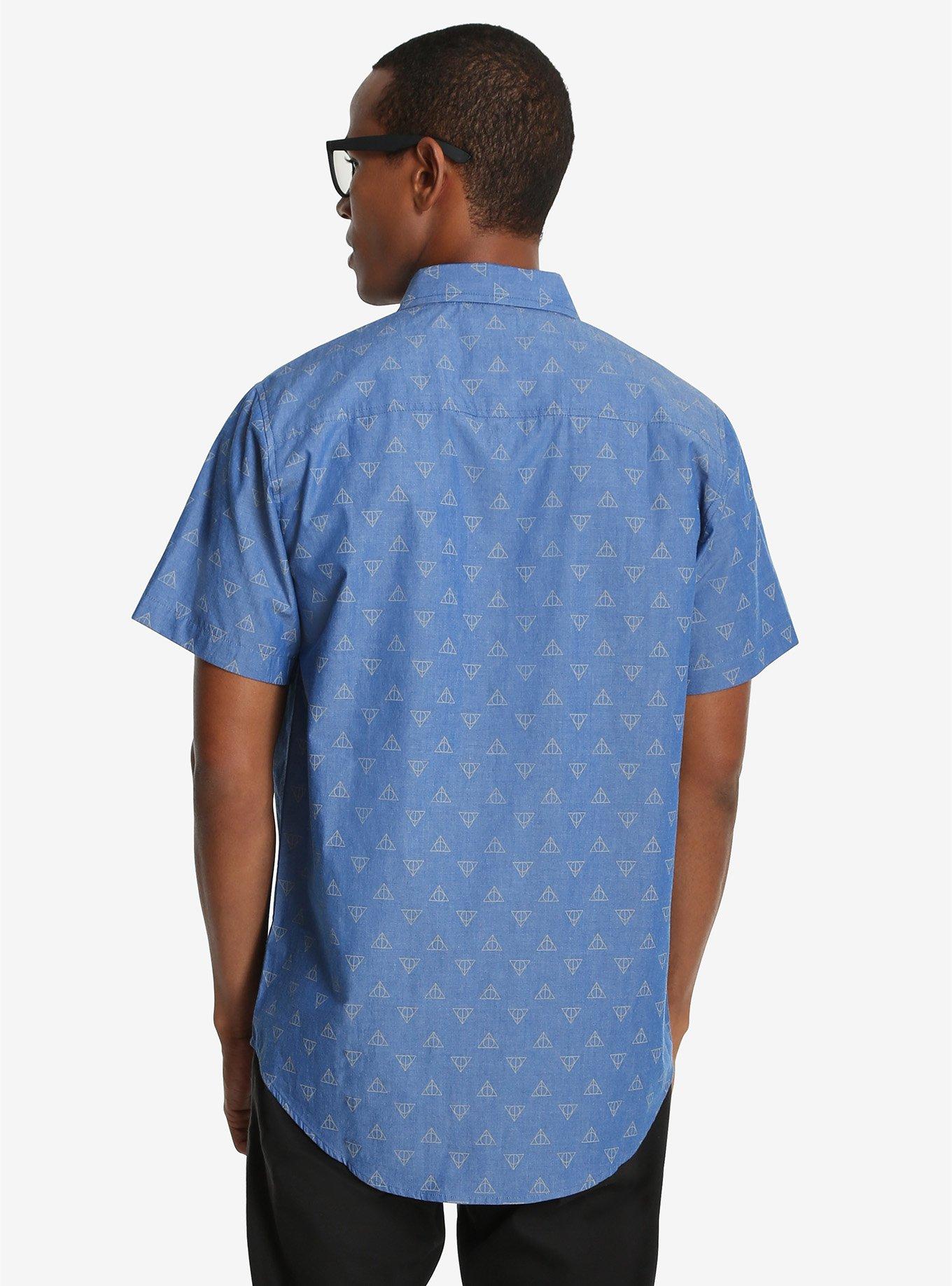 Harry Potter Deathly Hallows Chambray Woven Button-Up, , alternate