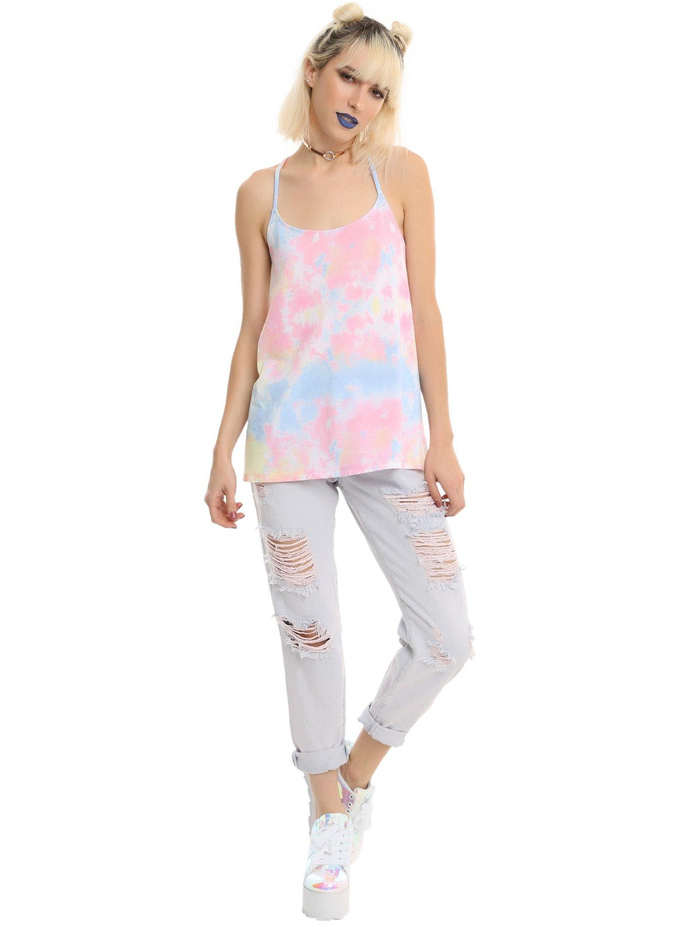 Pastel Tie Dye Girls Tank Top, , alternate