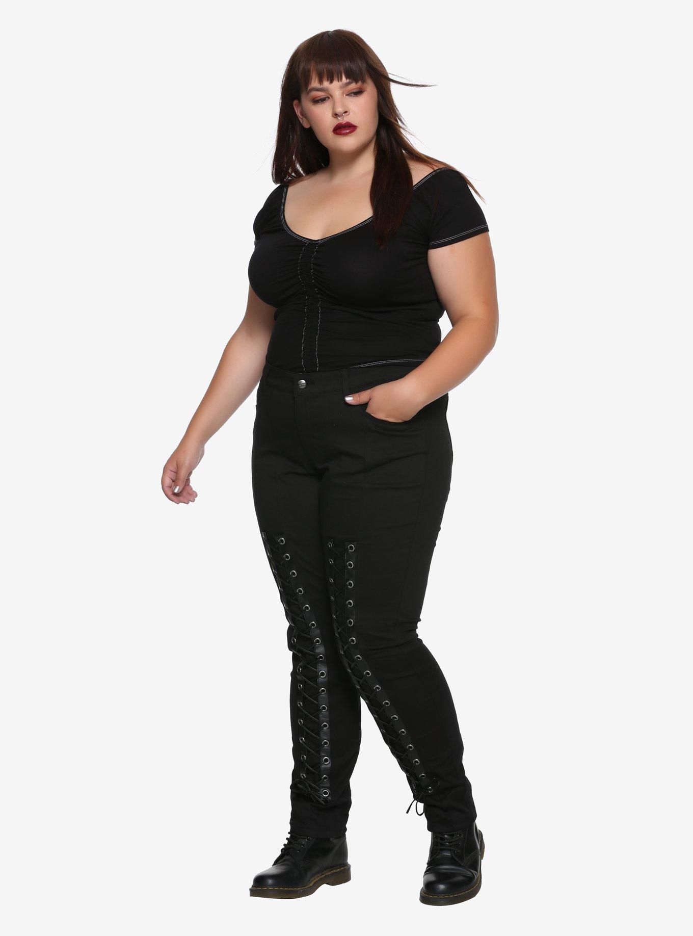 Tripp Black Lace-Up Pants Plus Size, , alternate