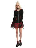 Tripp Black & Red Lace Bell Sleeve Lace-Up Back Girls Hoodie, , alternate