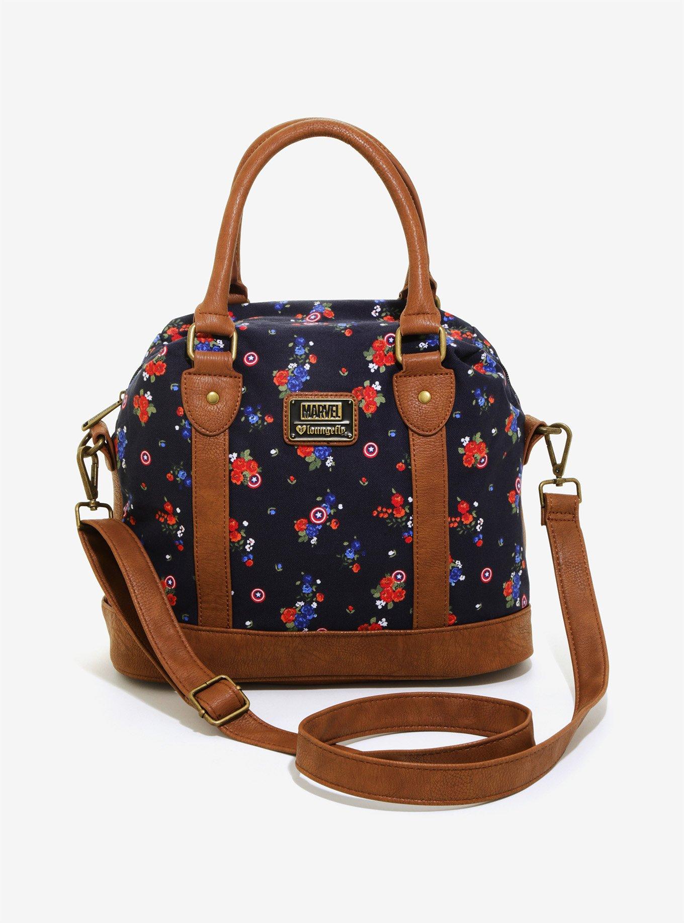 Loungefly Marvel Captain America Floral Crossbody Bag, , alternate