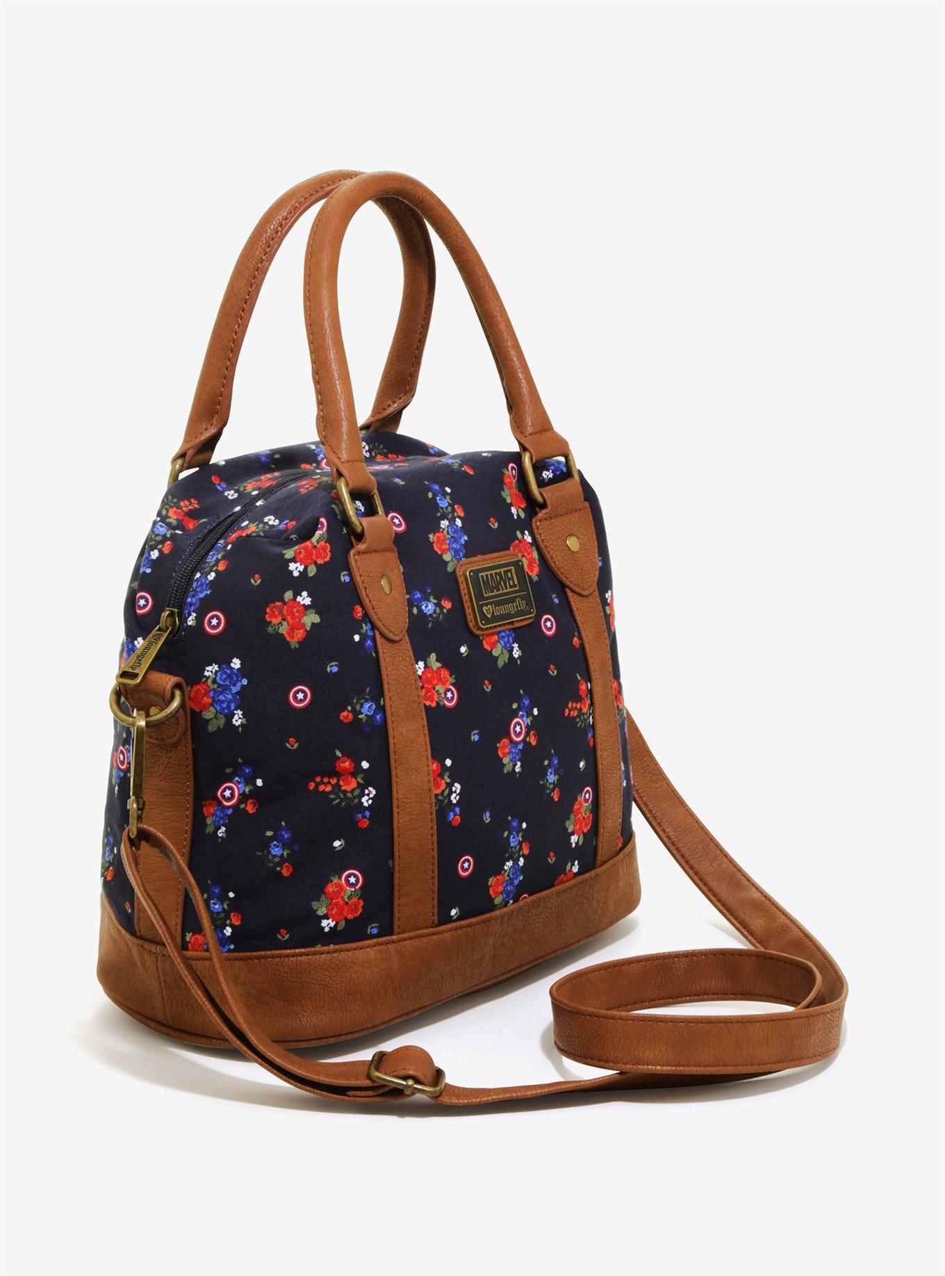 Loungefly Marvel Captain America Floral Crossbody Bag, , alternate