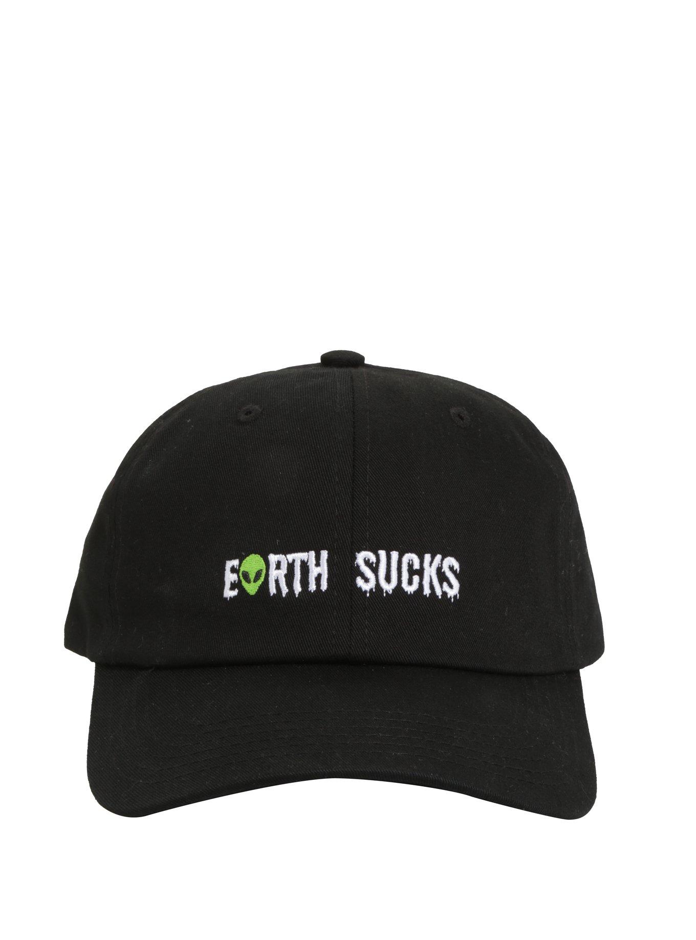 Earth Sucks Alien Symbol Dad Cap, , alternate