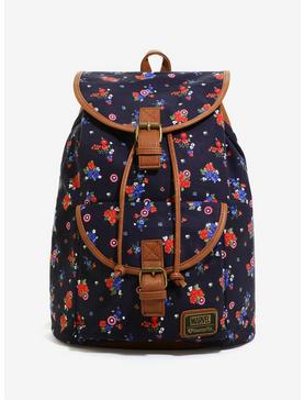 Plus Size Loungefly Marvel Captain America Floral Drawstring Backpack, , hi-res