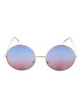 Gold Blue & Pink Gradient Lens Round Sunglasses, , alternate