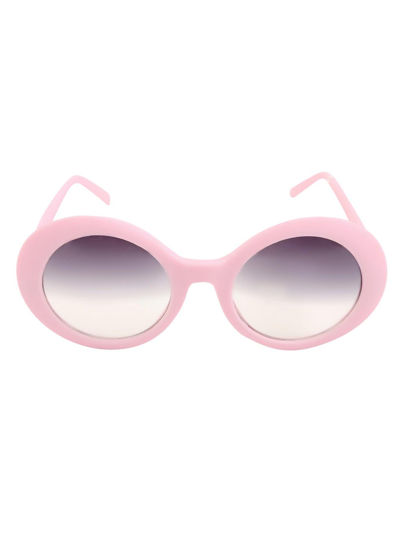 Pink Round Retro Gradient Sunglasses, , alternate