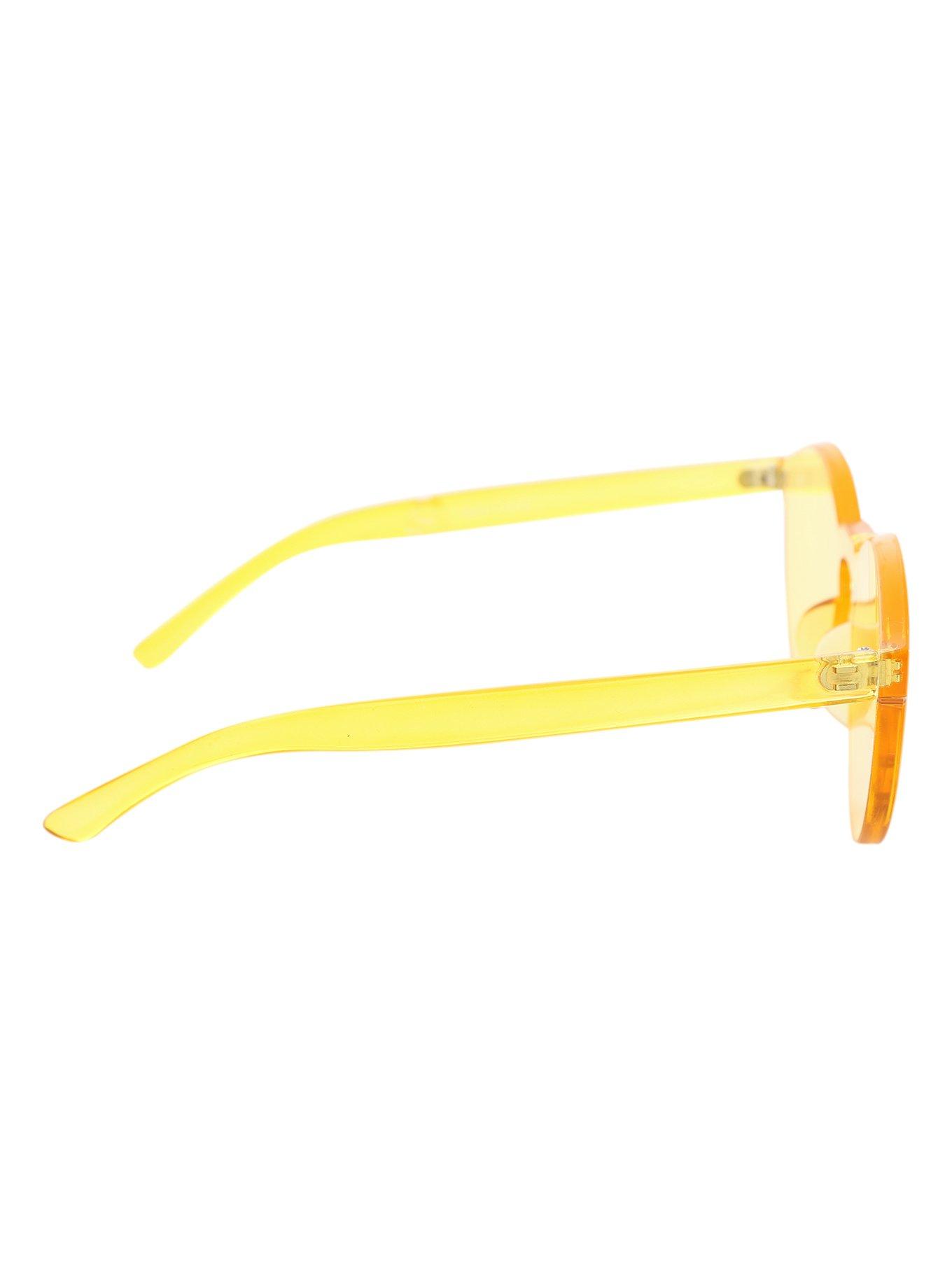 Yellow Acrylic Round Sunglasses, , alternate